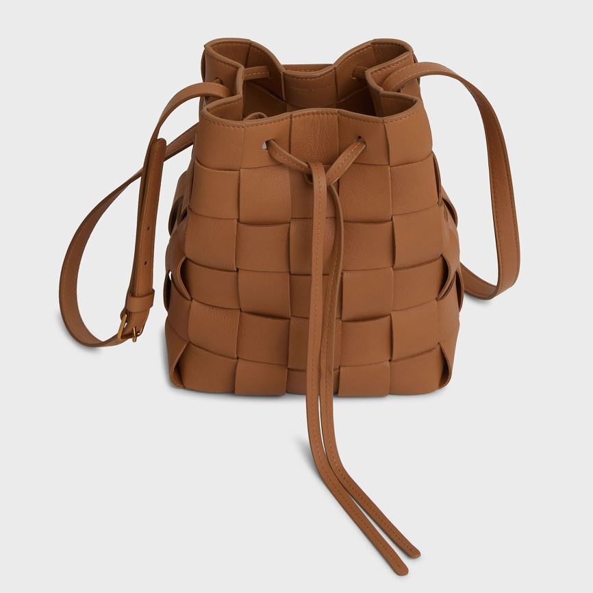 Women's Mansur Gavriel Upcycled Woven Mini Bucket Bags Brown | AU 021MPK